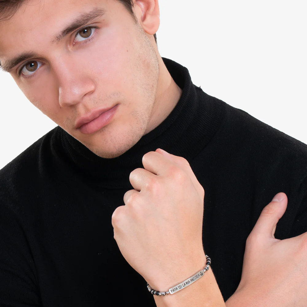 BRACCIALE UOMO IN ACCIAIO PAPA' SEI LA MIA ANCORA - Image 3