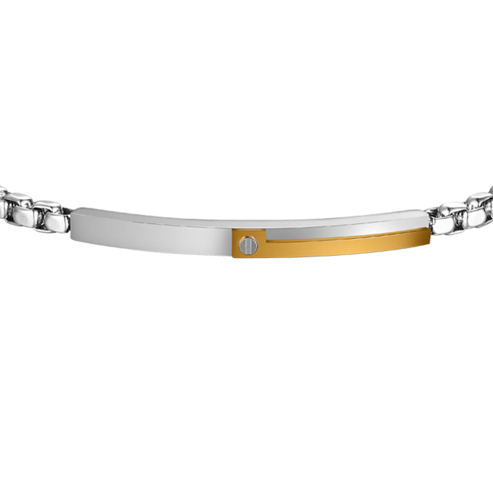 BRACCIALE UOMO IN ACCIAIO, PIASTRA CON ELEMENTO IP GOLD - Image 4
