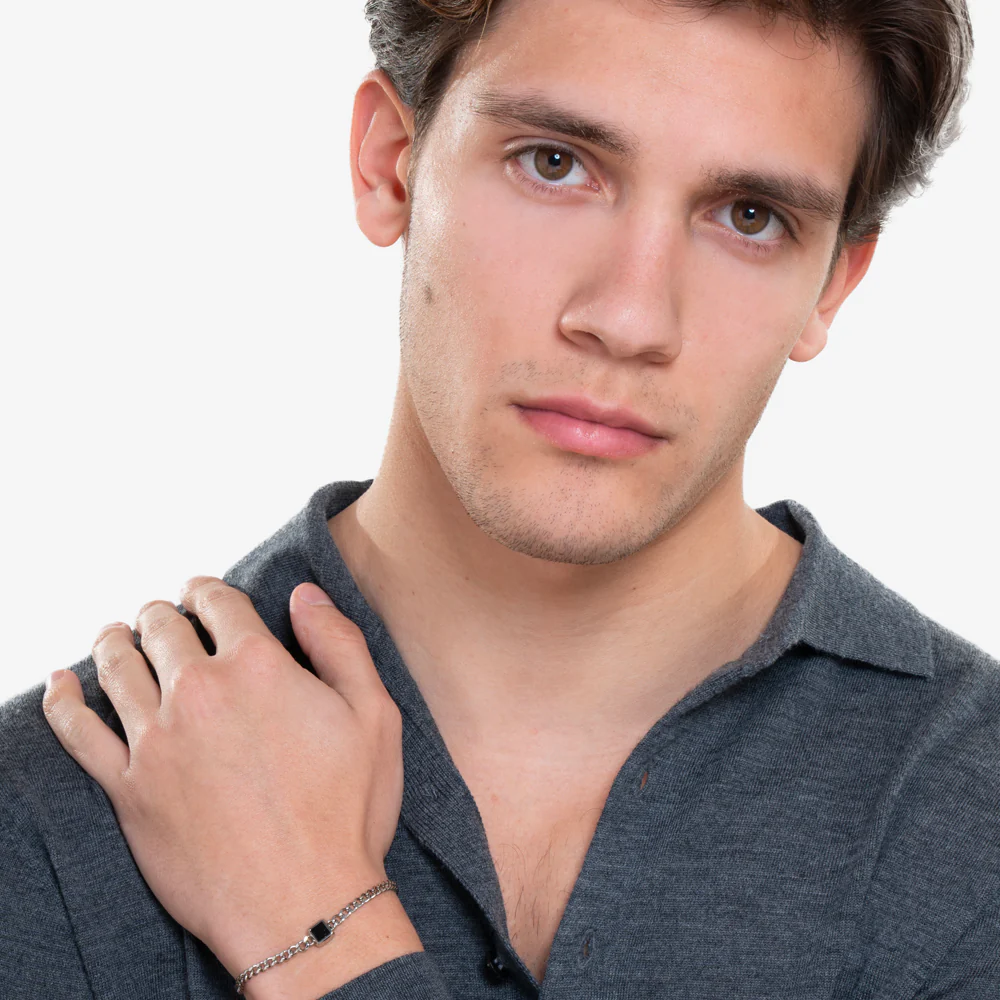 BRACCIALE UOMO IN ACCIAIO, PIASTRA CON ELEMENTO IP NERO - Image 3
