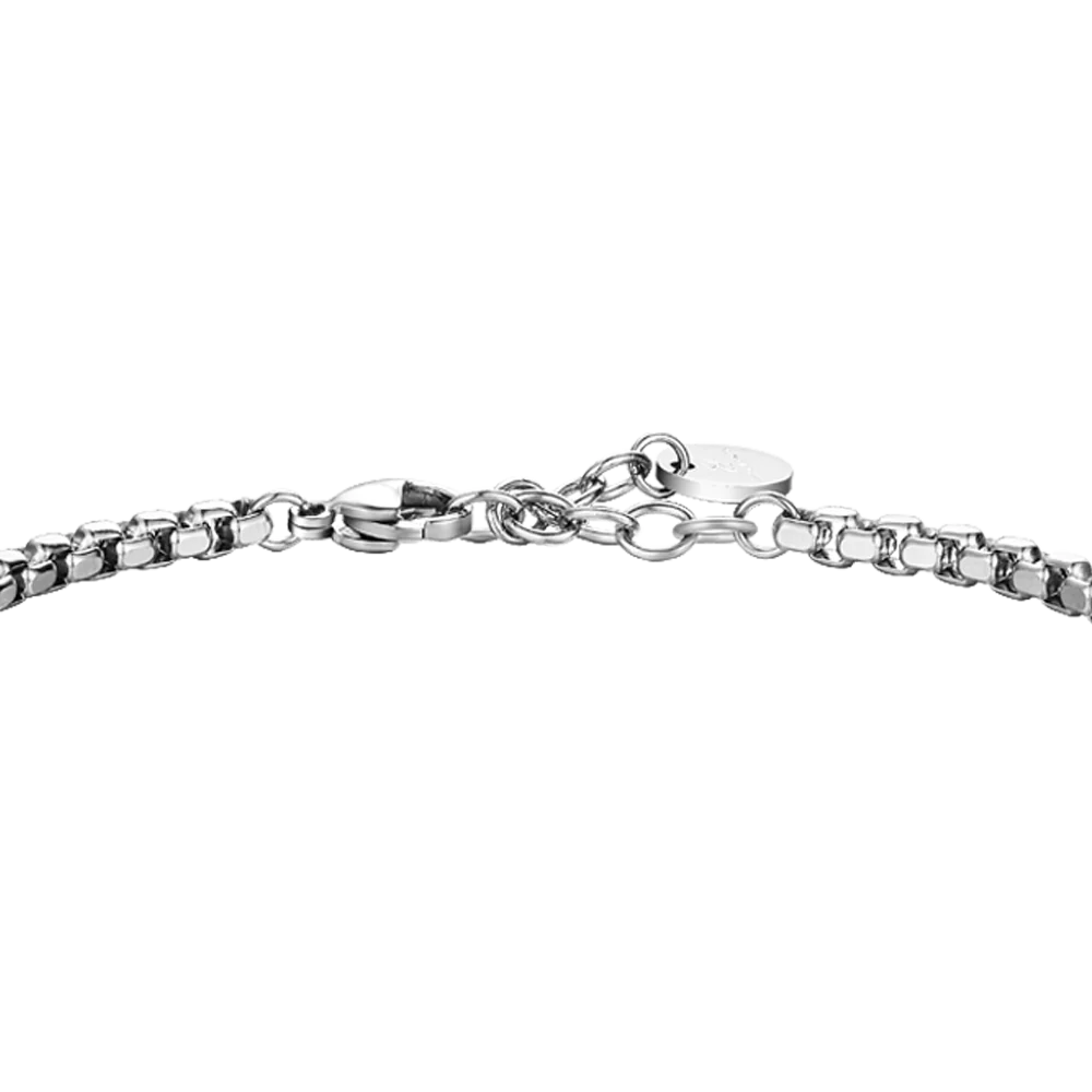 BRACCIALE UOMO IN ACCIAIO, PIASTRA CON SMALTO NERO E ROSA DEI VENTI E CORDA NERA - Image 5