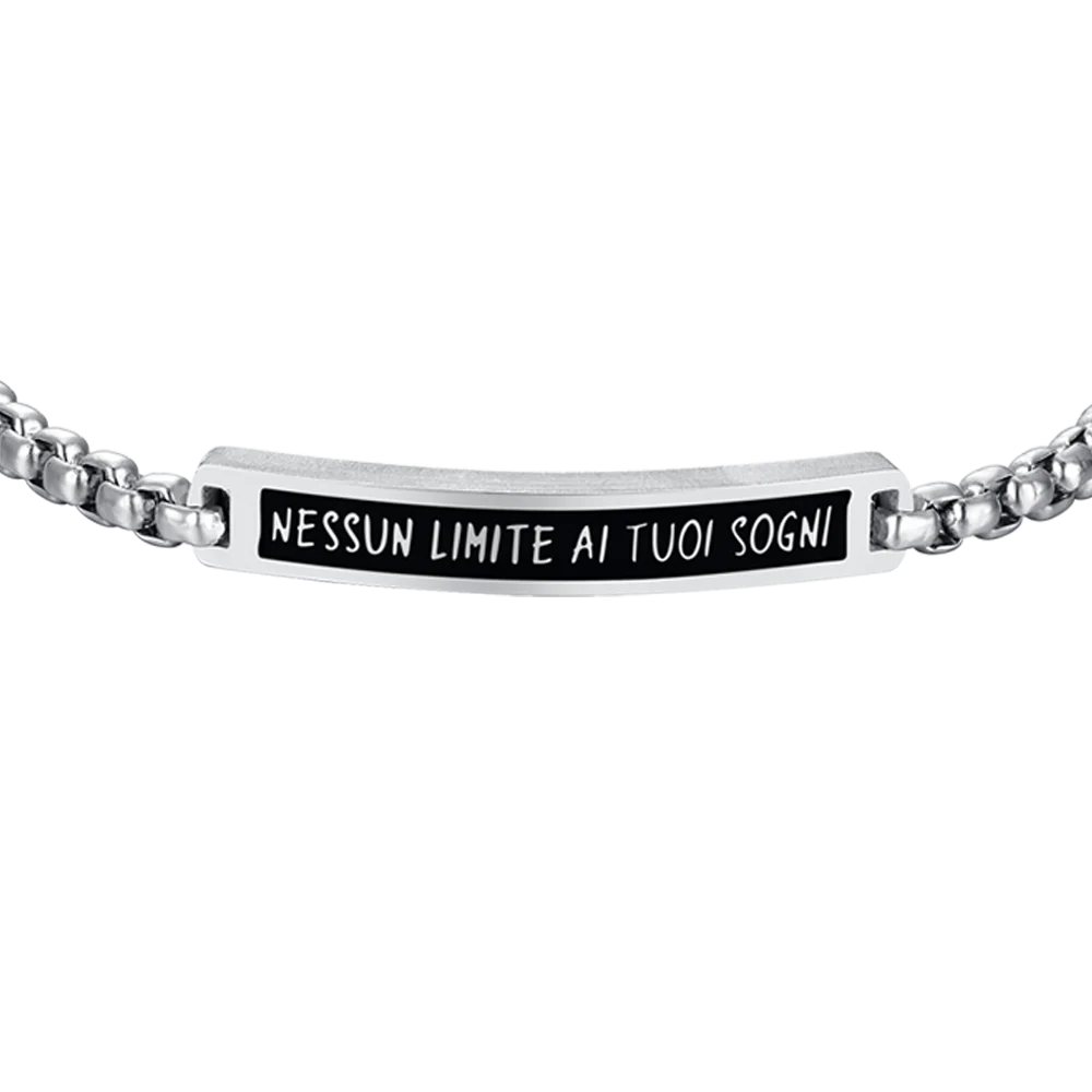 BRACCIALE UOMO IN ACCIAIO PIASTRA IP NERO NESSUN LIMITE AI TUOI SOGNI - Image 4