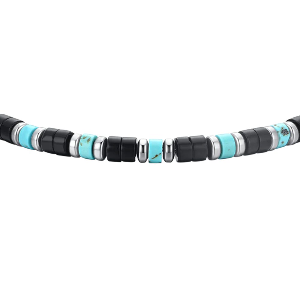 BRACCIALE UOMO IN ACCIAIO PIETRE AGATA E TURCHESI - Image 4