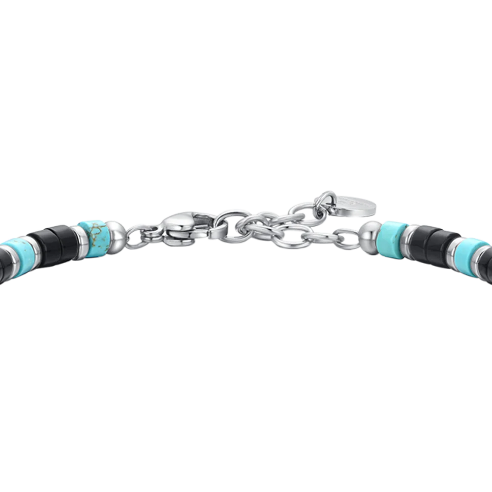 BRACCIALE UOMO IN ACCIAIO PIETRE AGATA E TURCHESI - Image 5