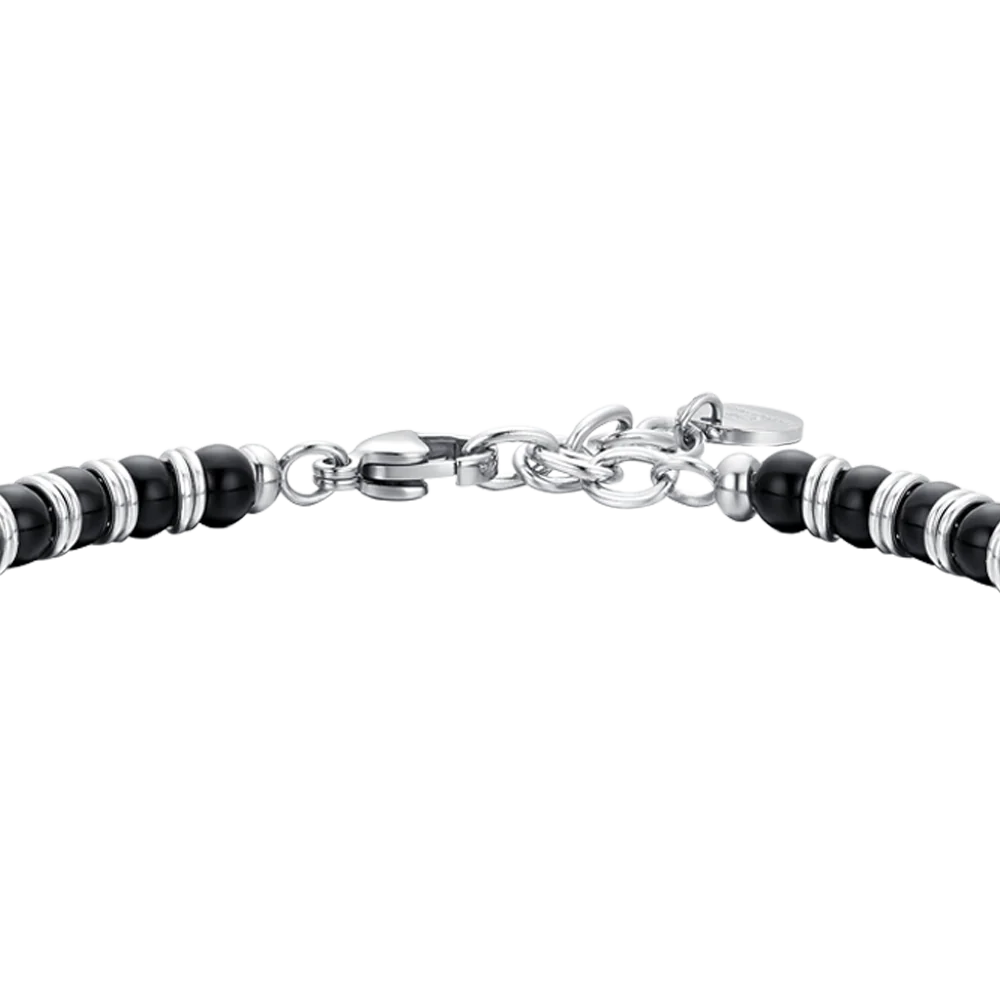 BRACCIALE UOMO IN ACCIAIO PIETRE AGATA NERA - Image 5
