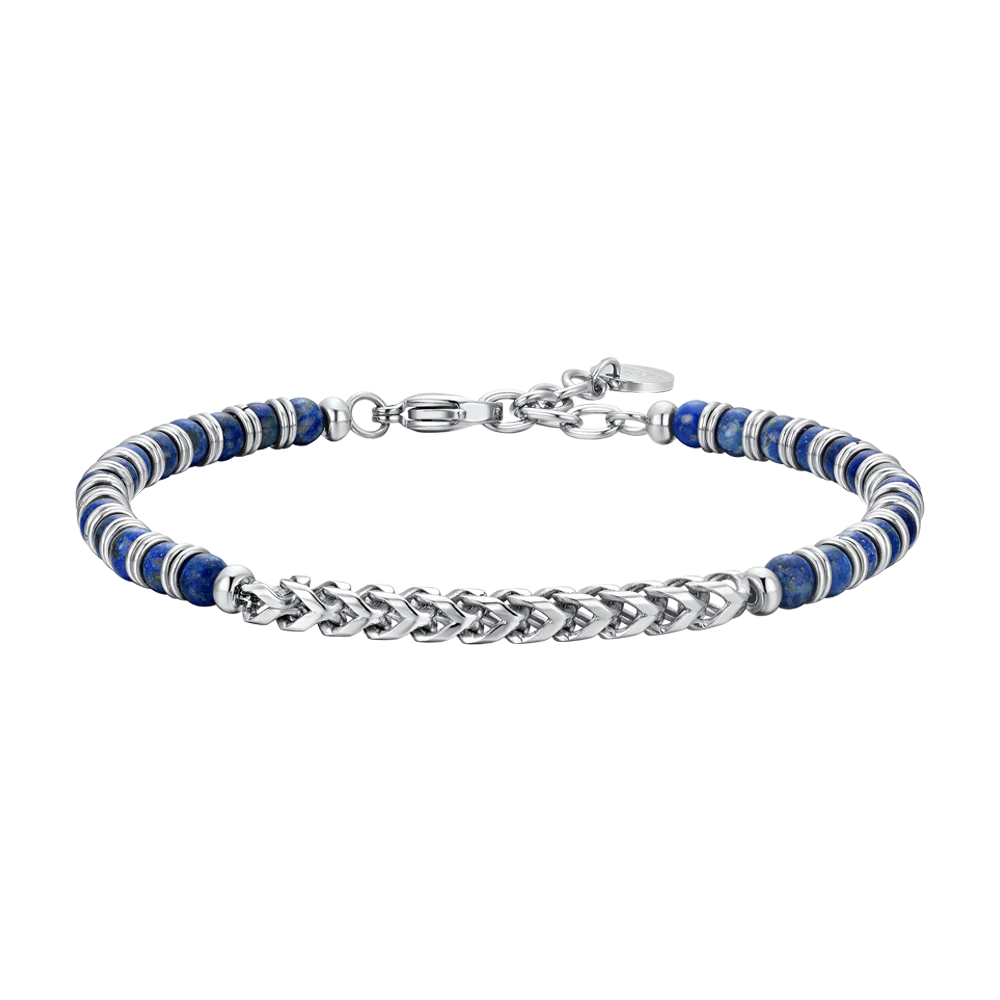 BRACCIALE UOMO IN ACCIAIO PIETRE LAPIS ED ELEMENTI IN ACCIAIO