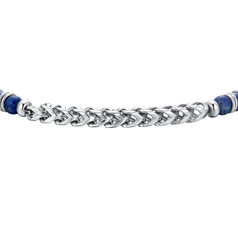 BRACCIALE UOMO IN ACCIAIO PIETRE LAPIS ED ELEMENTI IN ACCIAIO - Image 4