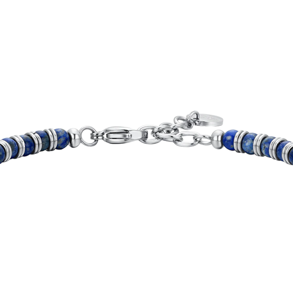 BRACCIALE UOMO IN ACCIAIO PIETRE LAPIS ED ELEMENTI IN ACCIAIO - Image 5