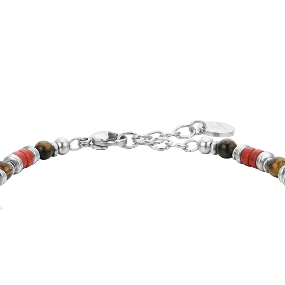 BRACCIALE UOMO IN ACCIAIO PIETRE OCCHIO DI TIGRE - Image 5