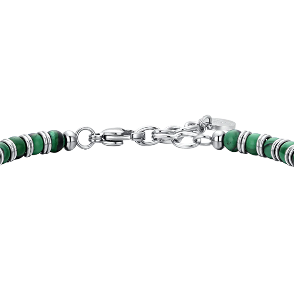 BRACCIALE UOMO IN ACCIAIO PIETRE VERDI ED ELEMENTI IN ACCIAIO - Image 5