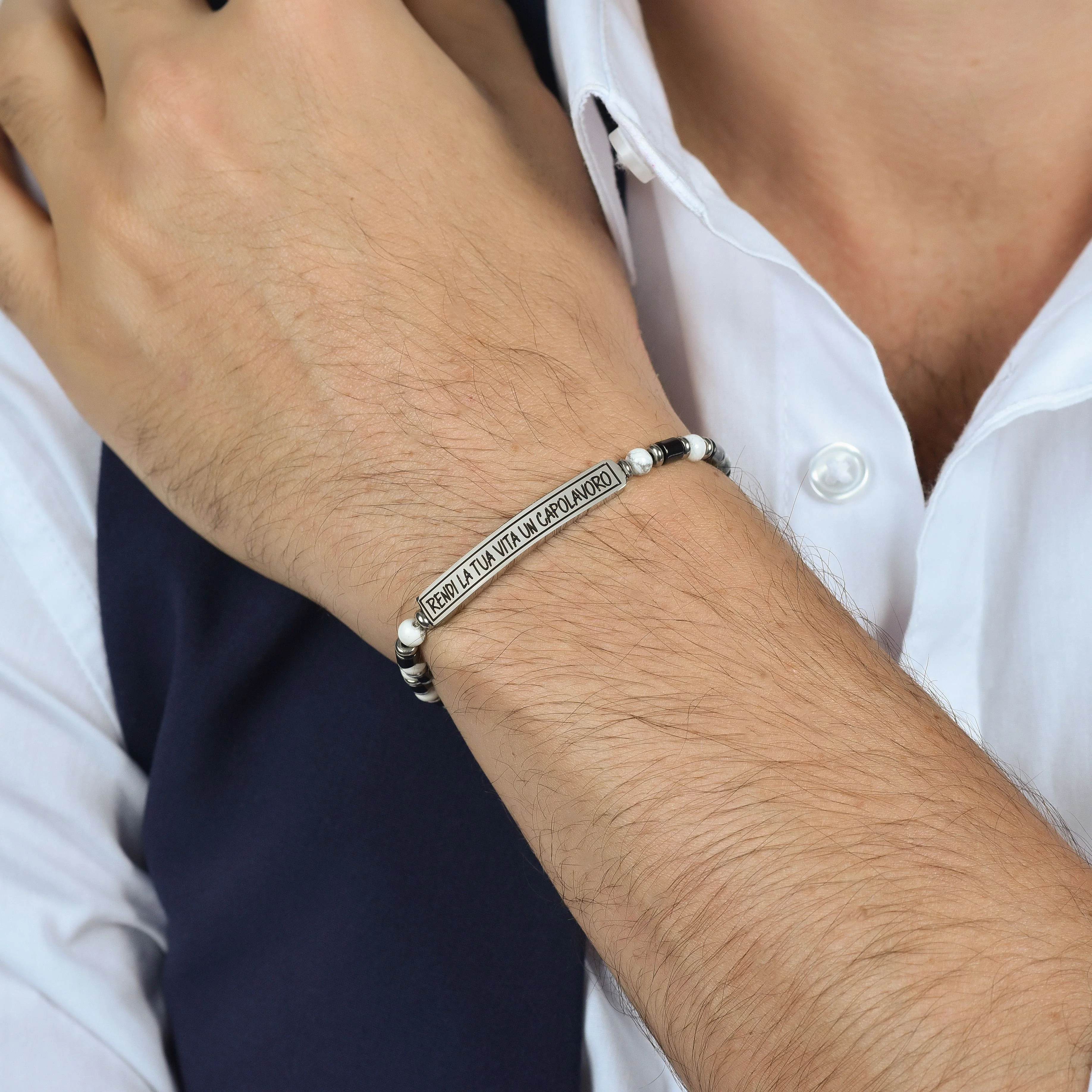 BRACCIALE UOMO IN ACCIAIO RENDI LA TUA VITA UN CAPOLAVORO - Image 2