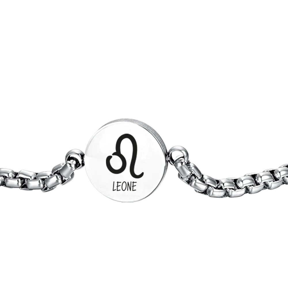 BRACCIALE UOMO IN ACCIAIO SEGNO ZODIACALE LEONE PIASTRA - Image 5