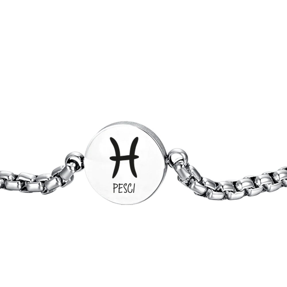 BRACCIALE UOMO IN ACCIAIO SEGNO ZODIACALE PESCI PIASTRA - Image 5