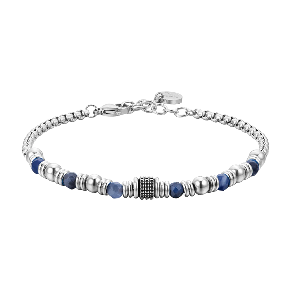 BRACCIALE UOMO IN ACCIAIO SODALITE BLU