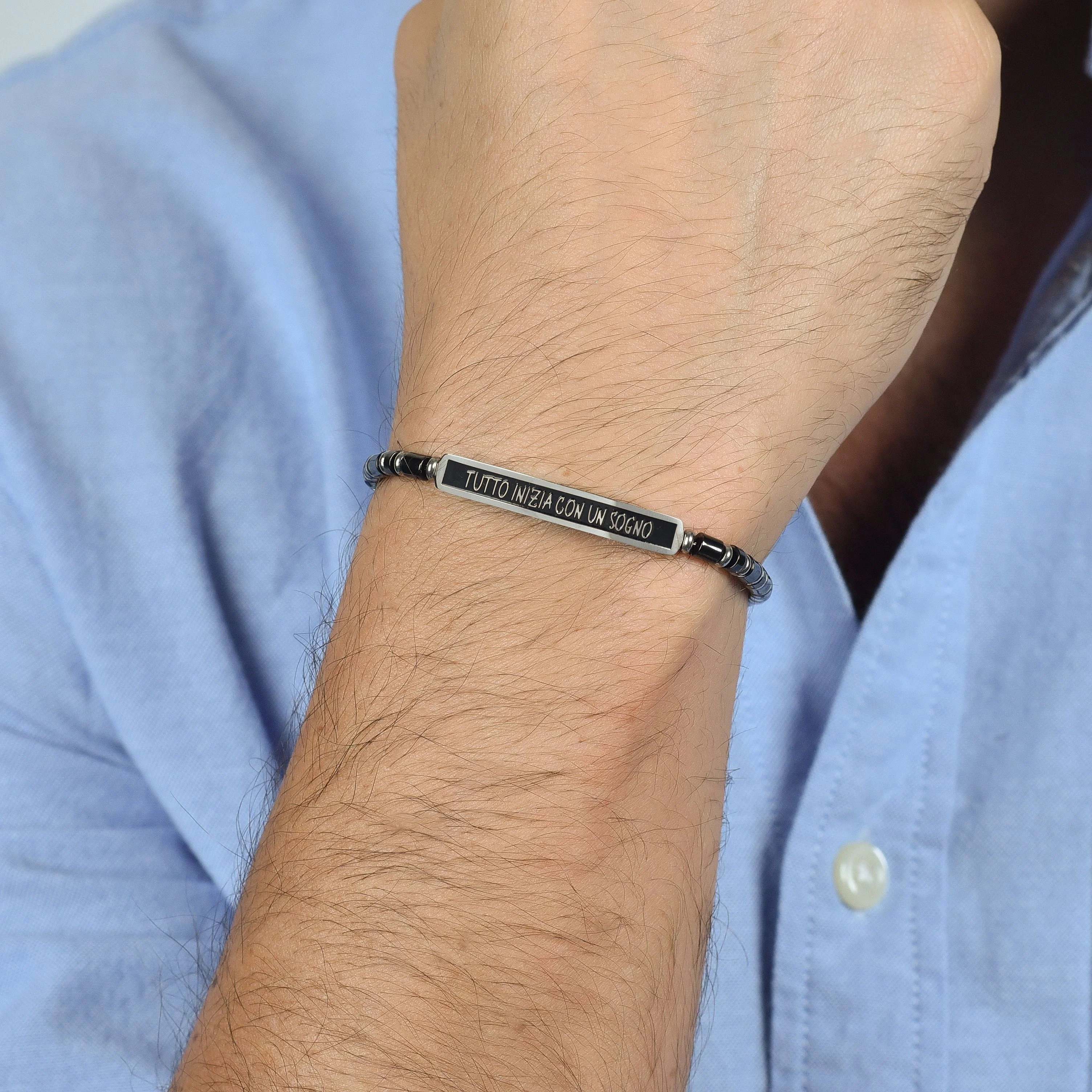 BRACCIALE UOMO IN ACCIAIO IP NERO TUTTO INIZIA CON UN SOGNO - Image 2