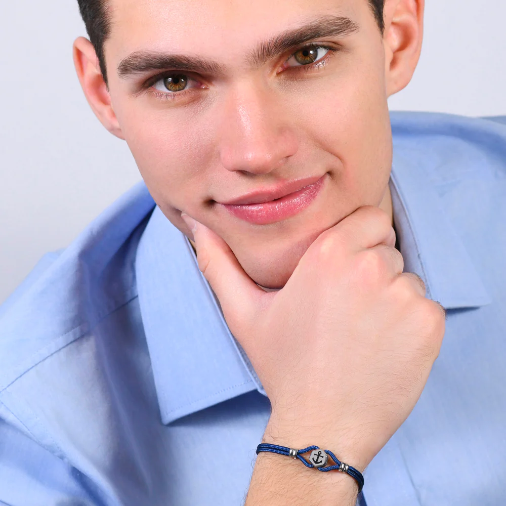 BRACCIALE UOMO IN CORDA BLU E ANCORA - Image 3