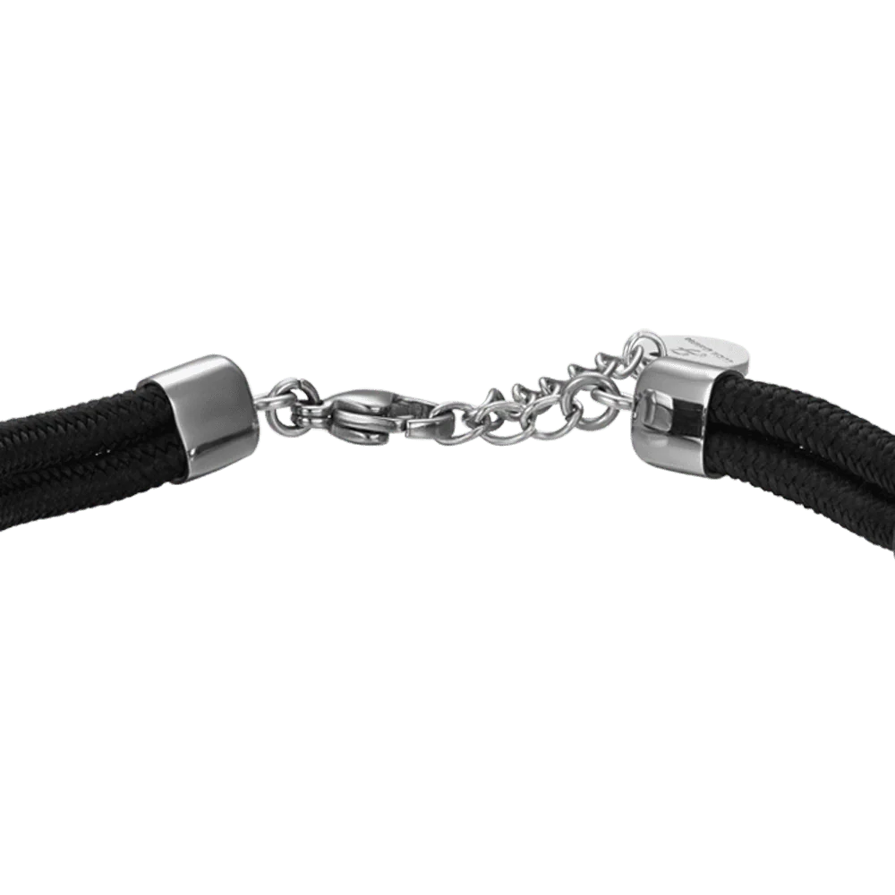BRACCIALE UOMO IN CORDA NERA CON ANCORA CON SMALTO NERO - Image 5