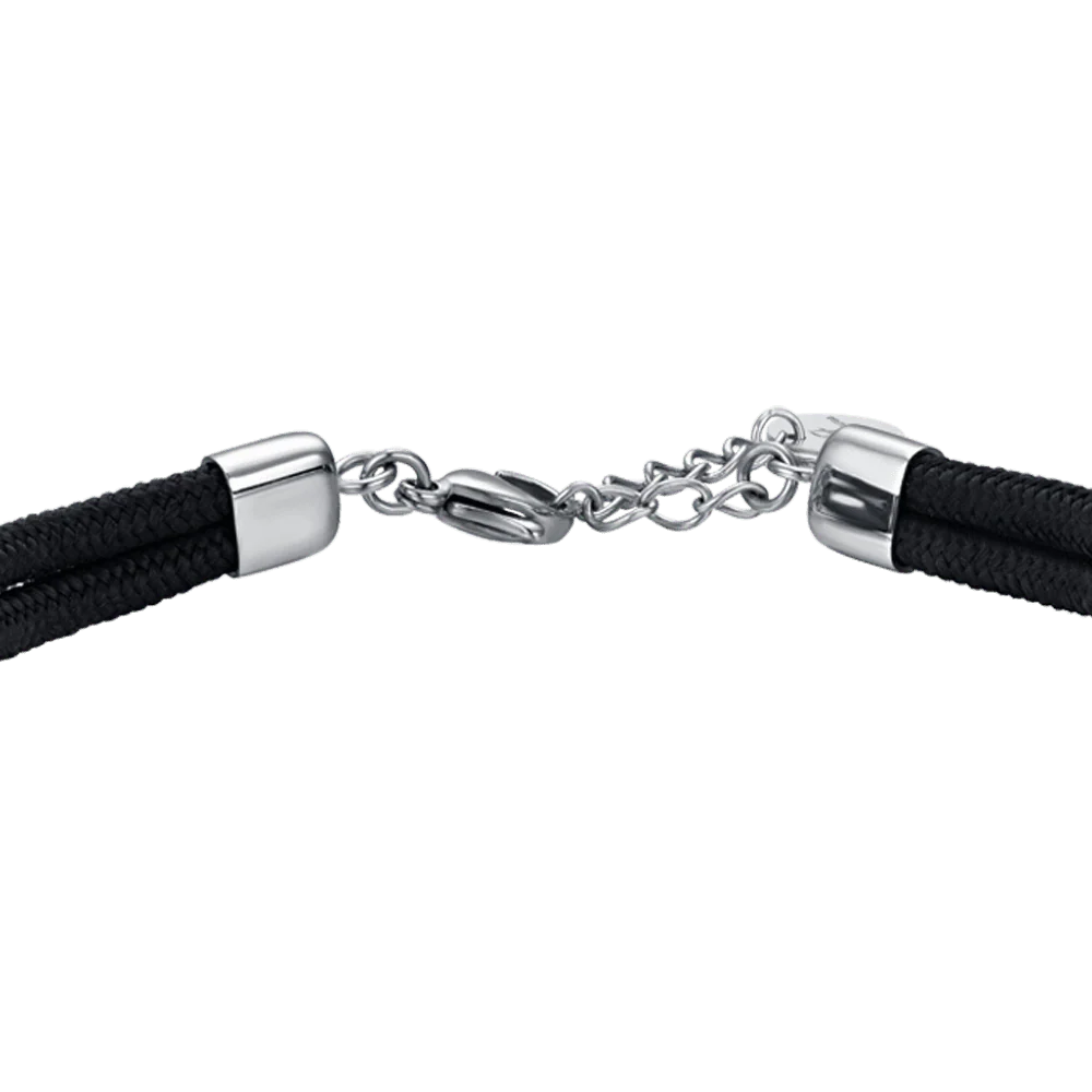 BRACCIALE UOMO IN CORDA NERA CON ROSA DEI VENTI CON SMALTO NERO - Image 5