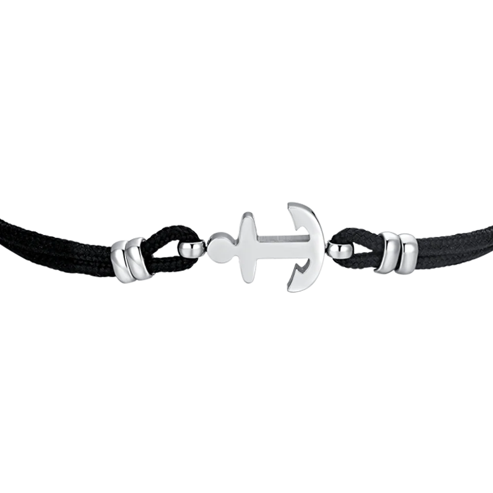 BRACCIALE UOMO IN CORDA NERA E ANCORA - Image 4