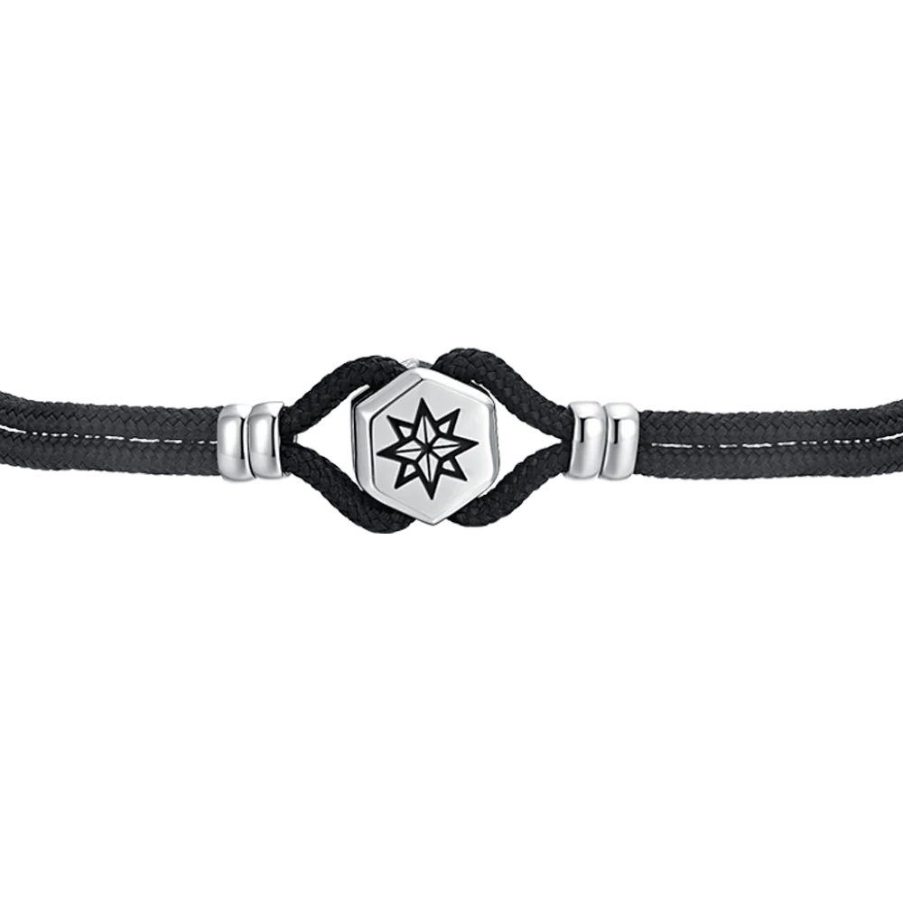 BRACCIALE UOMO IN CORDA NERA E ROSA DEI VENTI - Image 4