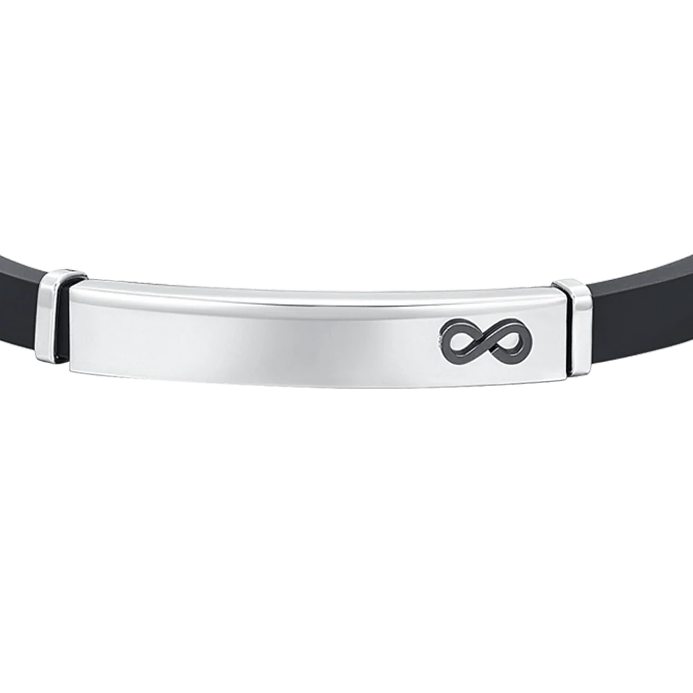 BRACCIALE UOMO IN SILICONE CON PIASTRA ED INFINITO - Image 4