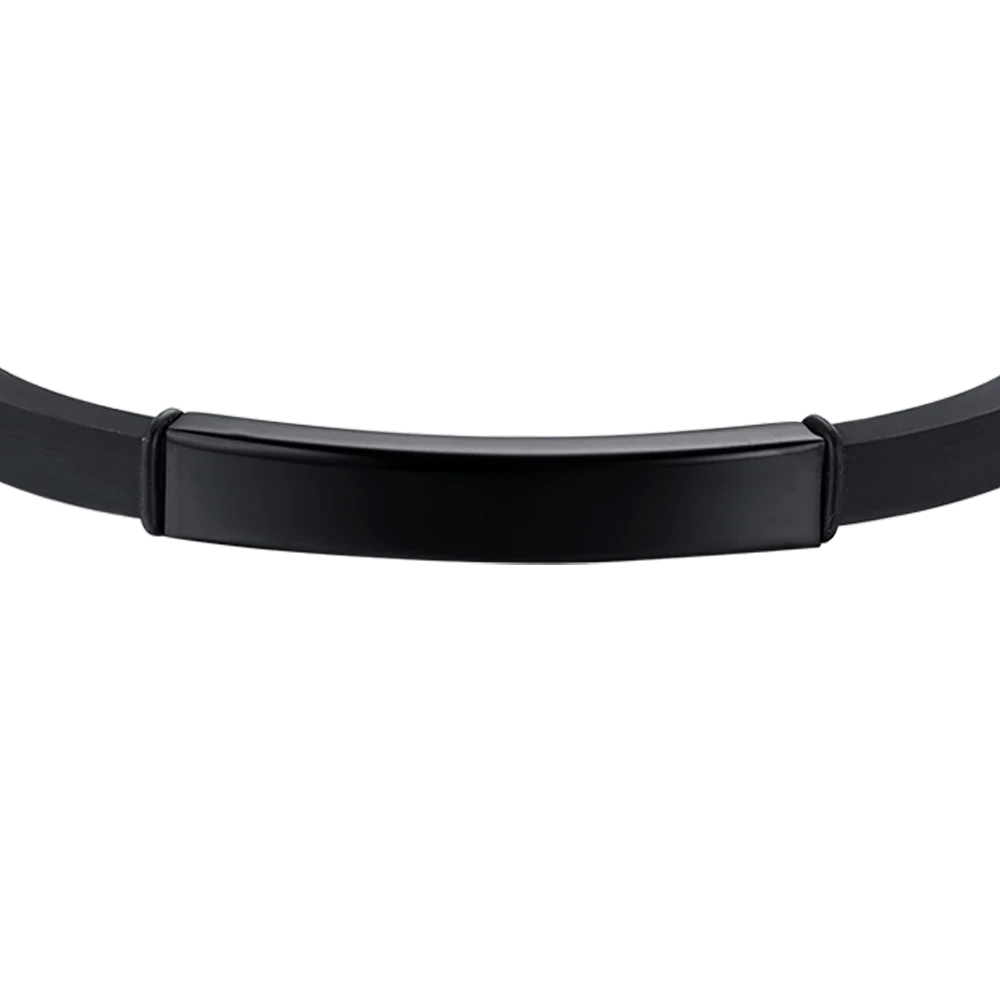 BRACCIALE UOMO IN SILICONE CON PIASTRA IN ACCIAIO IP NERO - Image 4