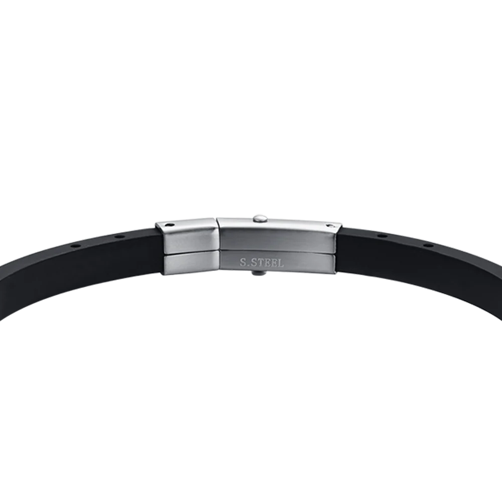 BRACCIALE UOMO IN SILICONE CON PIASTRA IN ACCIAIO IP NERO - Image 5