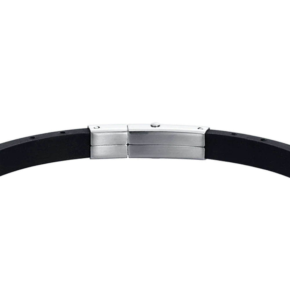 BRACCIALE UOMO IN SILICONE NERO CON ELEMENTI IN ACCIAIO E ACCIAIO IP GOLD - Image 5