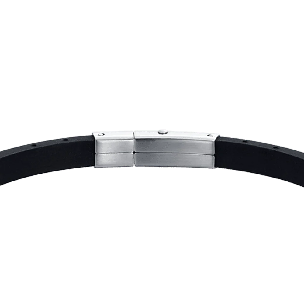 BRACCIALE UOMO IN SILICONE NERO CON ELEMENTI IN ACCIAIO IP GOLD ED IP NERO - Image 5