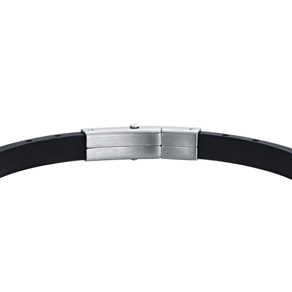 BRACCIALE UOMO IN SILICONE NERO CON ELEMENTI IN ACCIAIO IP NERO E IP GOLD - Image 5