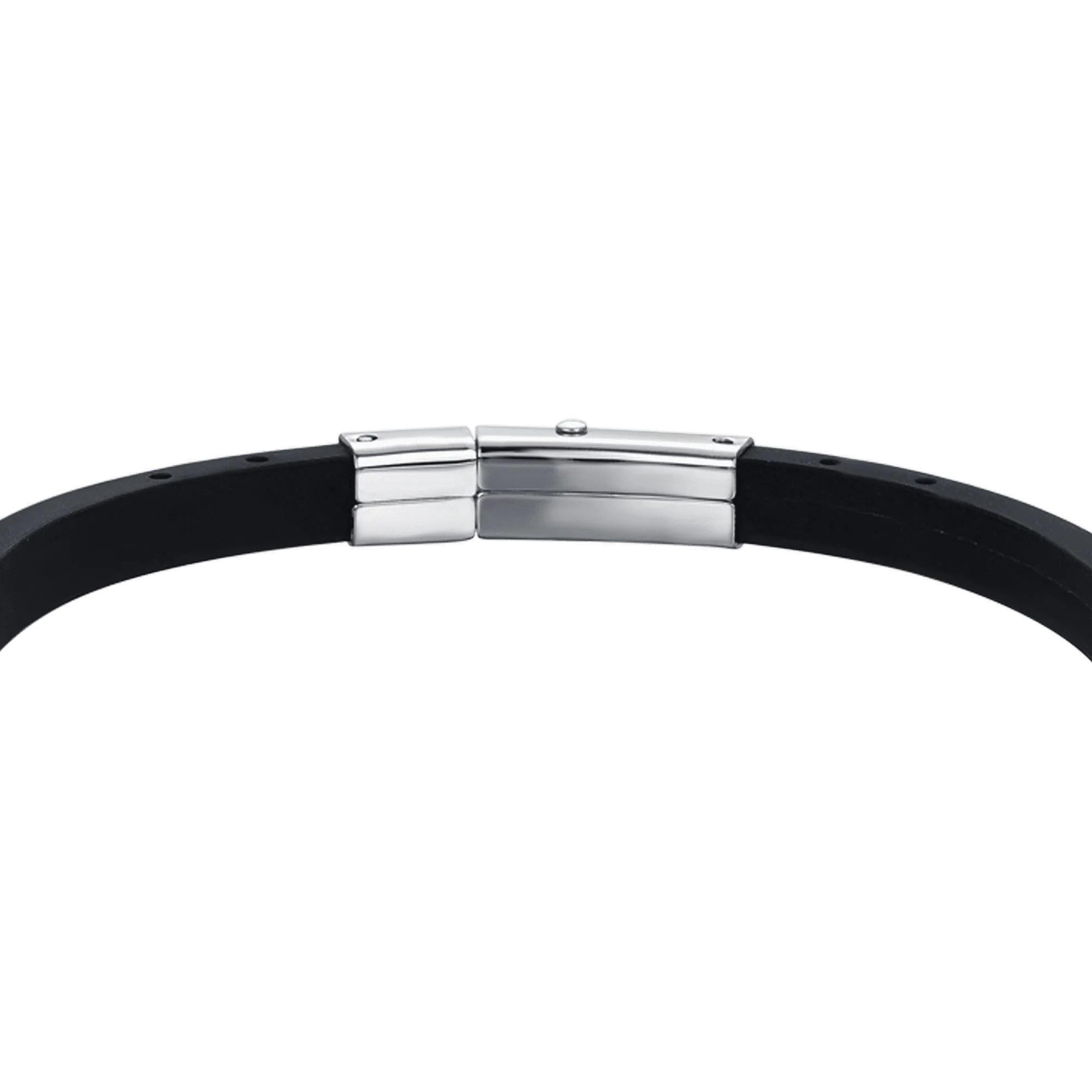 BRACCIALE UOMO SILICONE NERO CON ELEMENTI IN ACCIAIO IP GOLD E NERO CON ANCORA - Image 4