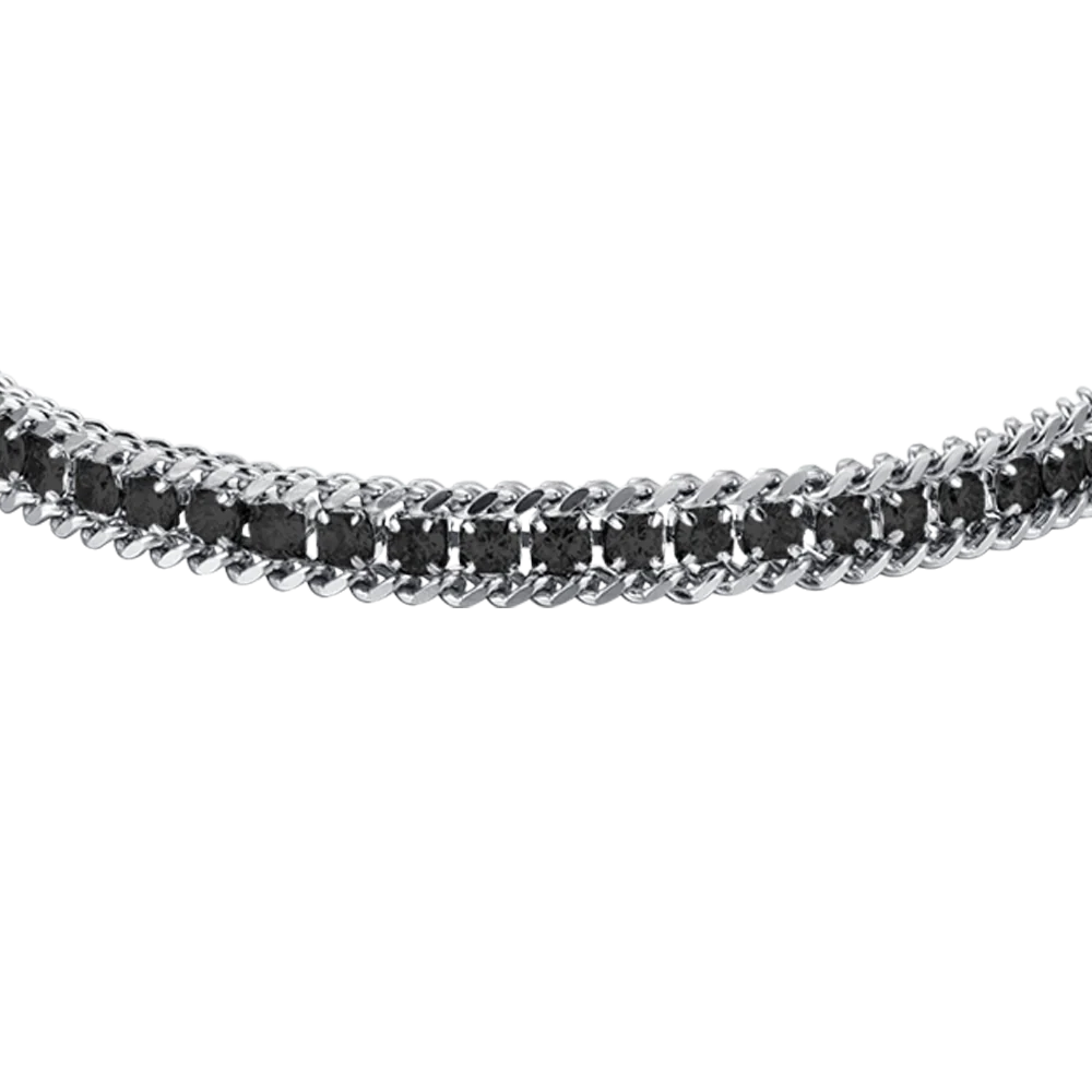 BRACCIALE UOMO TENNIS IN ACCIAIO CON CRISTALLI NERI - Image 4