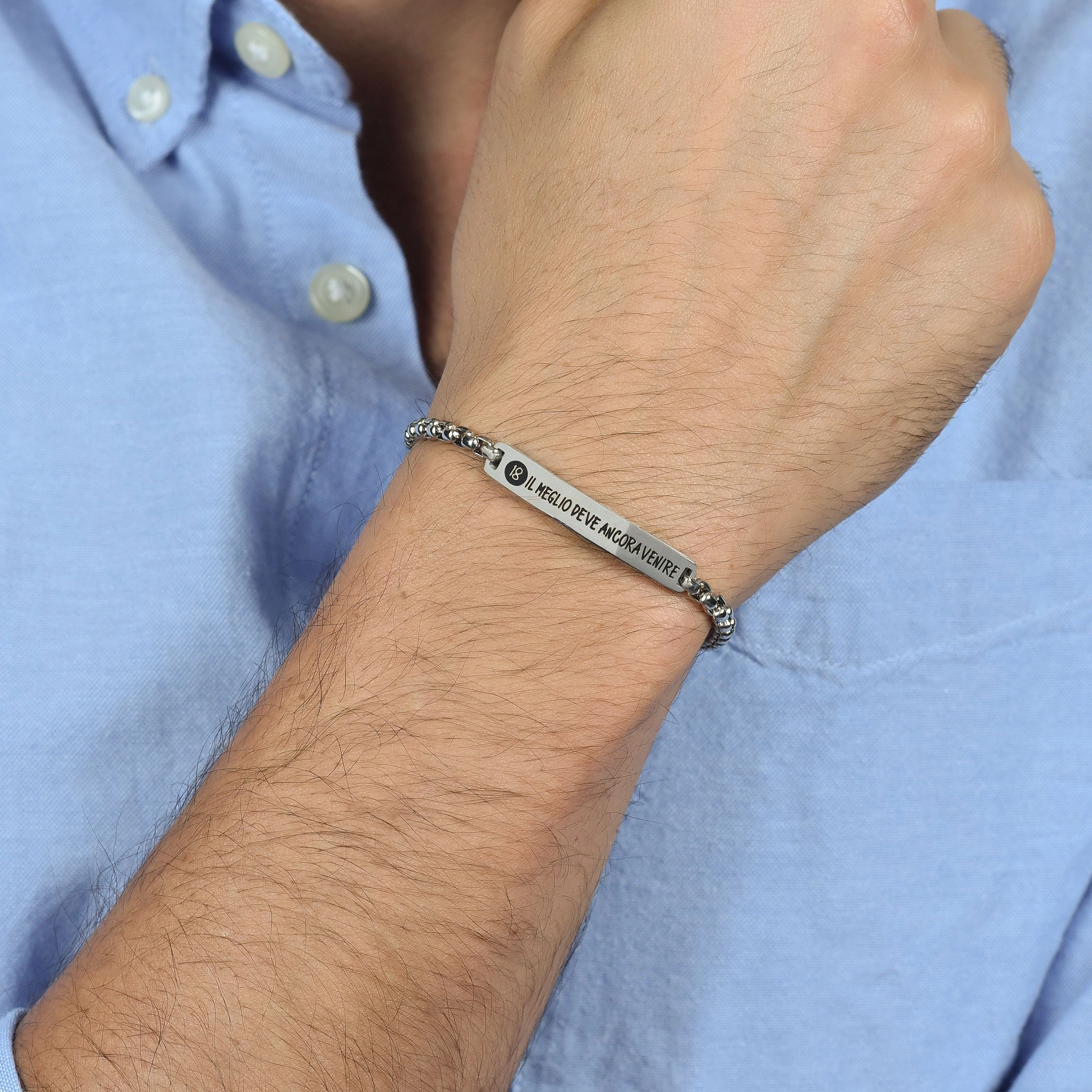 BRACCIALE UOMO IN ACCIAIO PIASTRA 18 IL MEGLIO DEVE ANCORA VENIRE - Image 2