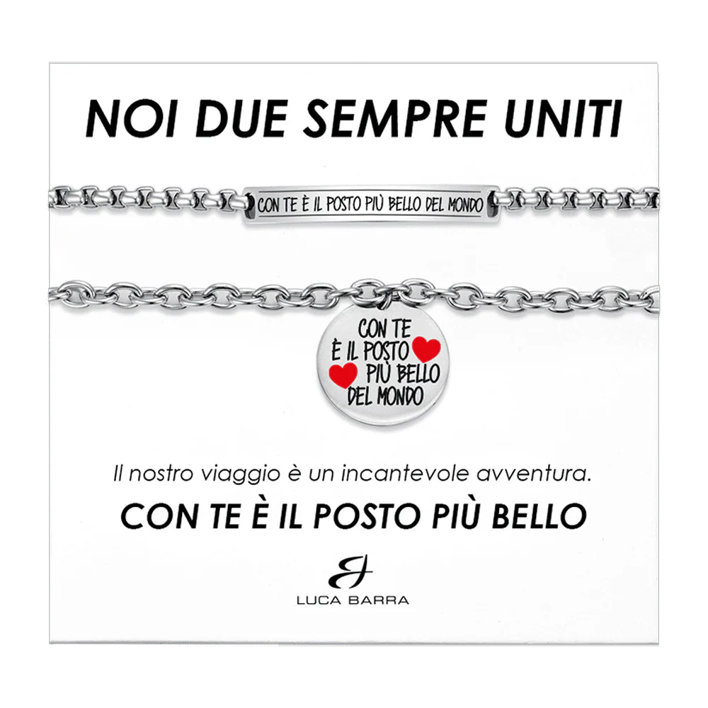 BRACCIALI COPPIA IN ACCIAIO CON TE E' IL POSTO PIÙ BELLO
