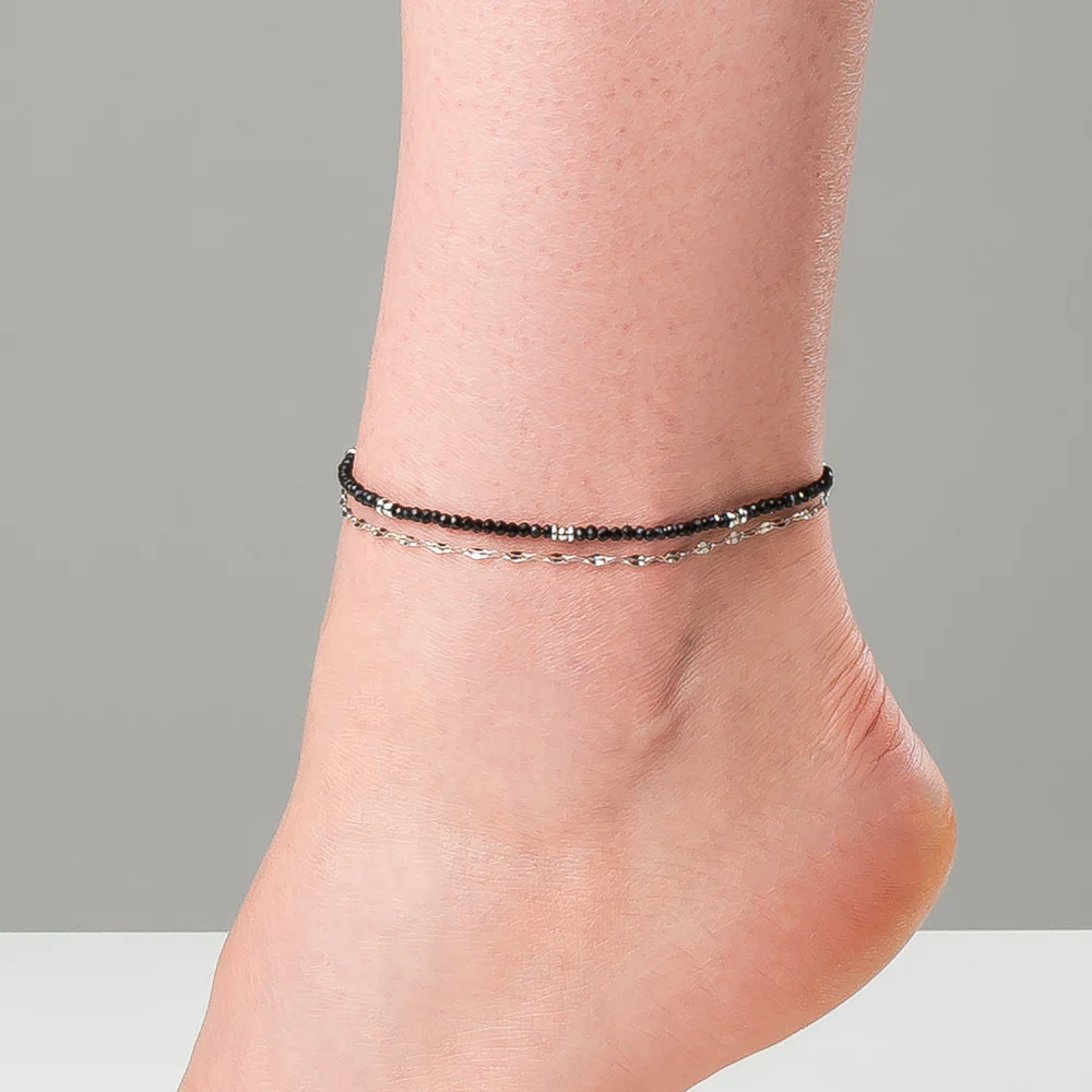 CAVIGLIERA DONNA IN ACCIAIO CON CRISTALLI NERI - Image 2