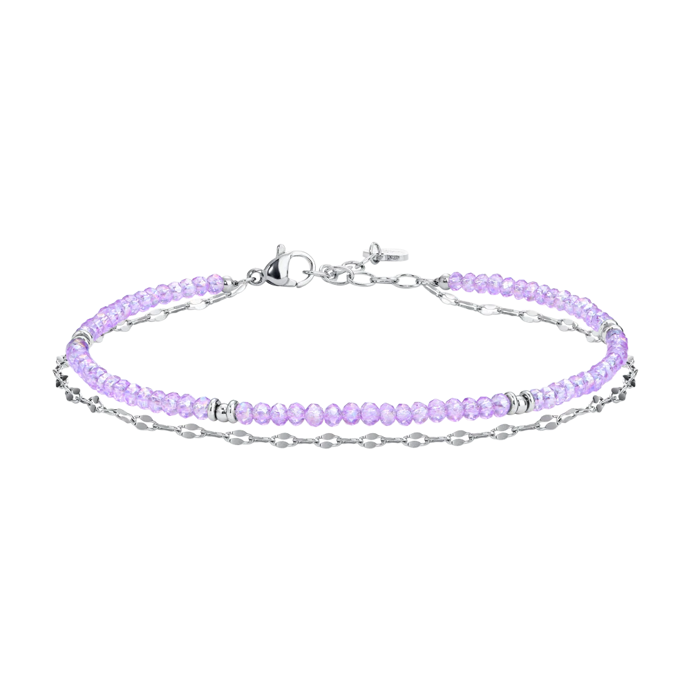 CAVIGLIERA DONNA IN ACCIAIO CON CRISTALLI VIOLA