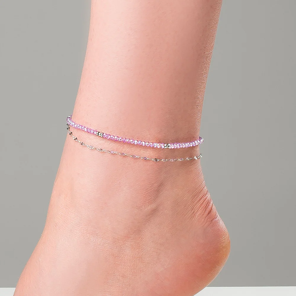 CAVIGLIERA DONNA IN ACCIAIO CON CRISTALLI VIOLA - Image 2
