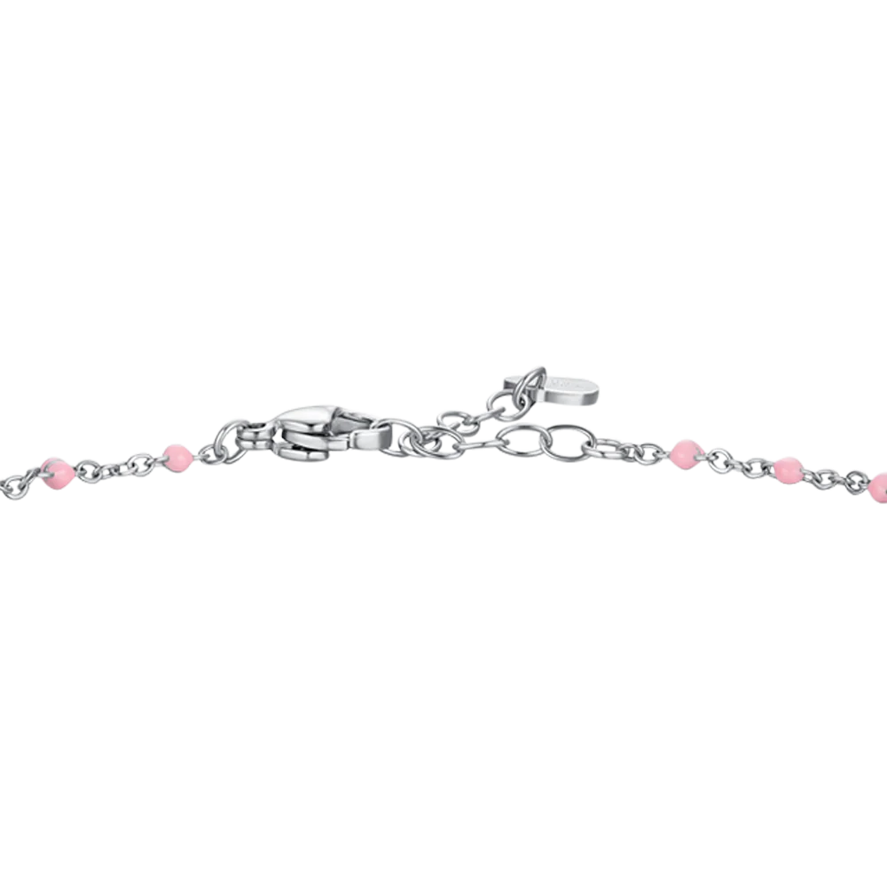 CAVIGLIERA DONNA IN ACCIAIO CON CUORE, CRISTALLO E PIETRE CON SMALTO ROSA - Image 5