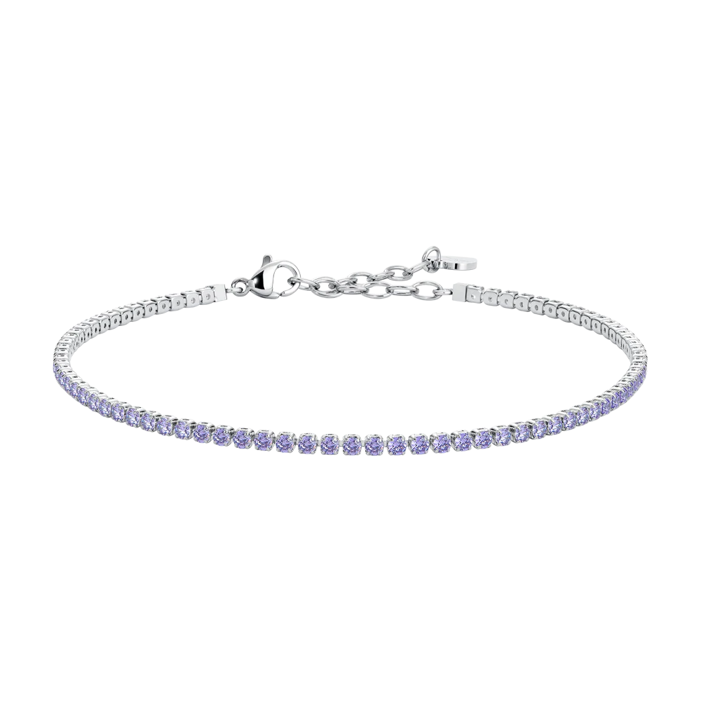 CAVIGLIERA DONNA IN ACCIAIO CON ZIRCONI VIOLA