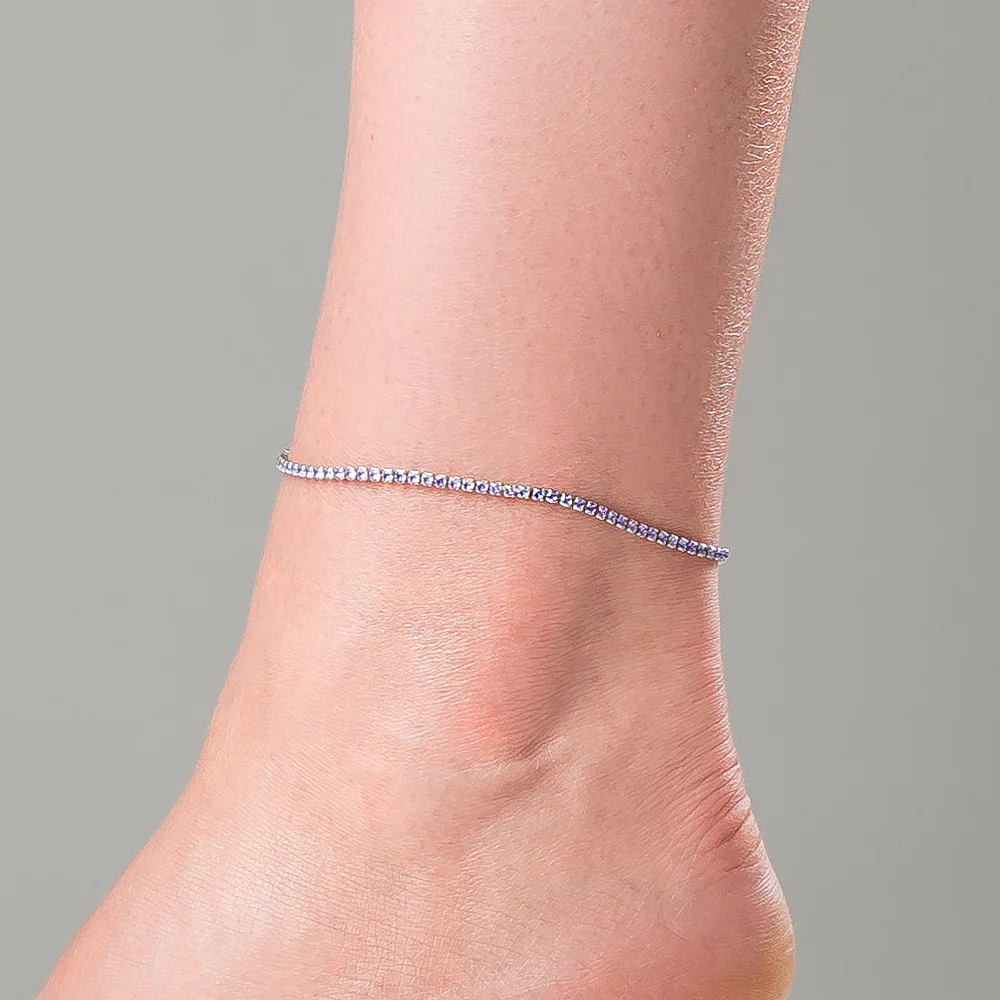 CAVIGLIERA DONNA IN ACCIAIO CON ZIRCONI VIOLA - Image 2