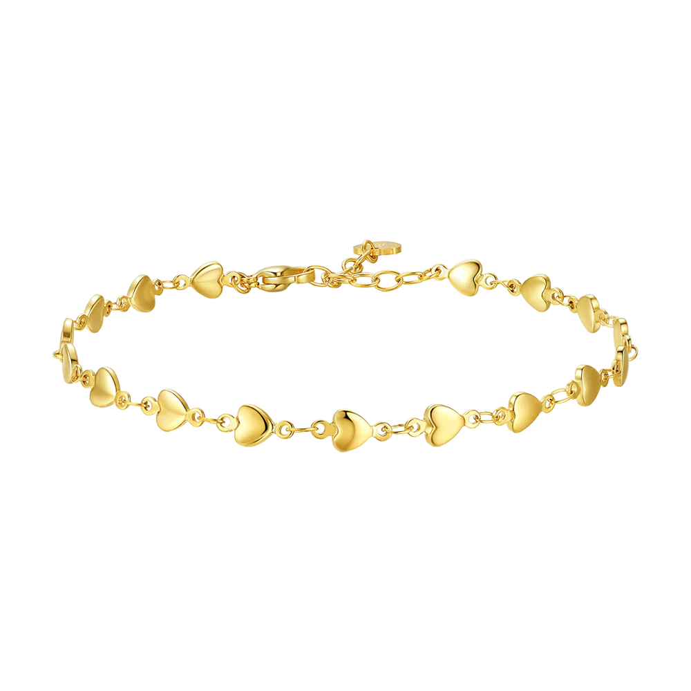 CAVIGLIERA DONNA IN ACCIAIO IP GOLD CON CUORI