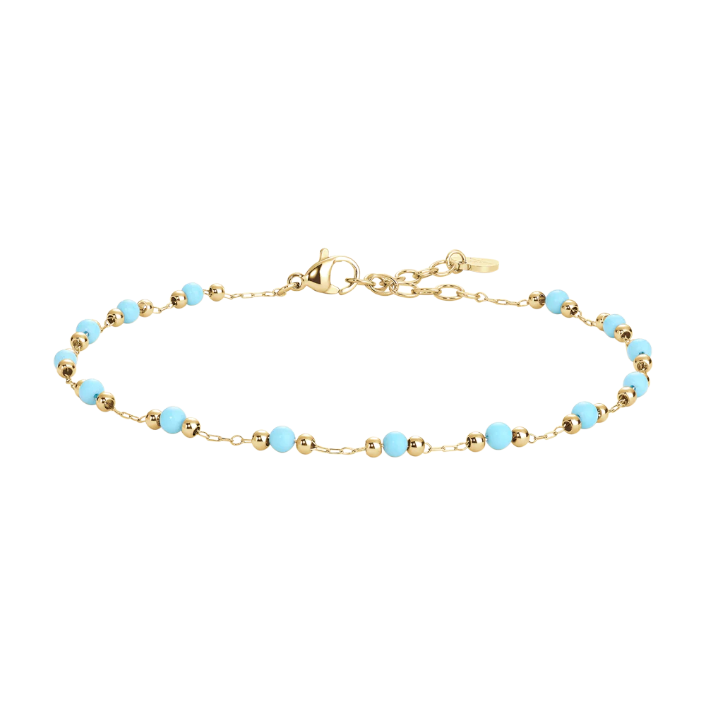 CAVIGLIERA DONNA IN ACCIAIO IP GOLD CON PIETRE TURCHESI