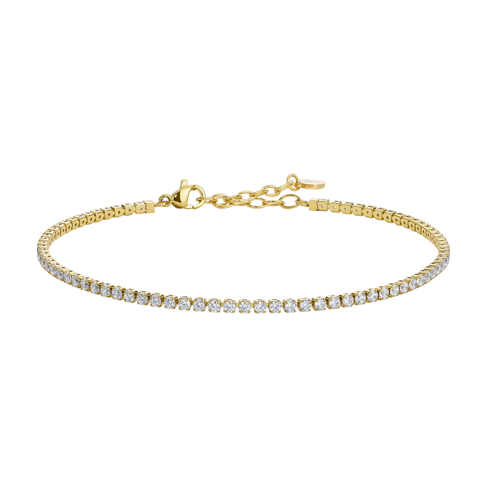 CAVIGLIERA DONNA IN ACCIAIO IP GOLD CON ZIRCONI BIANCHI