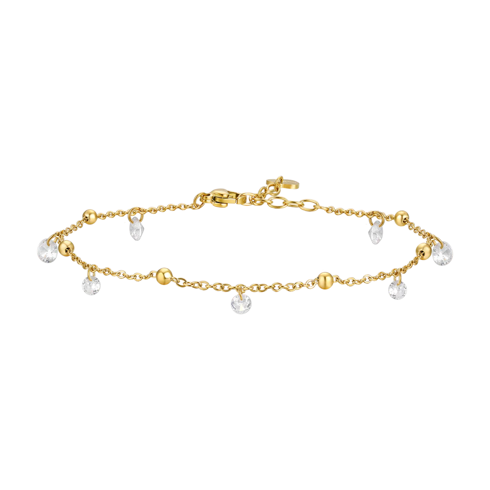 CAVIGLIERA DONNA IN ACCIAIO IP GOLD CON ZIRCONI BIANCHI