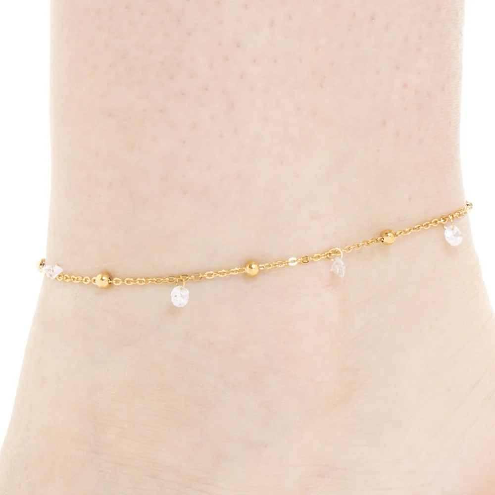 CAVIGLIERA DONNA IN ACCIAIO IP GOLD CON ZIRCONI BIANCHI - Image 2