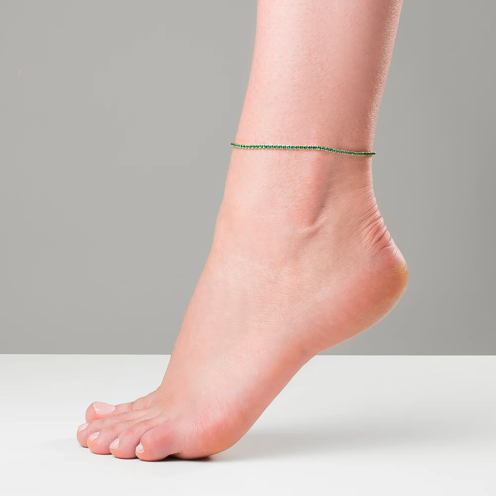 CAVIGLIERA DONNA IN ACCIAIO IP GOLD CON ZIRCONI VERDI - Image 3
