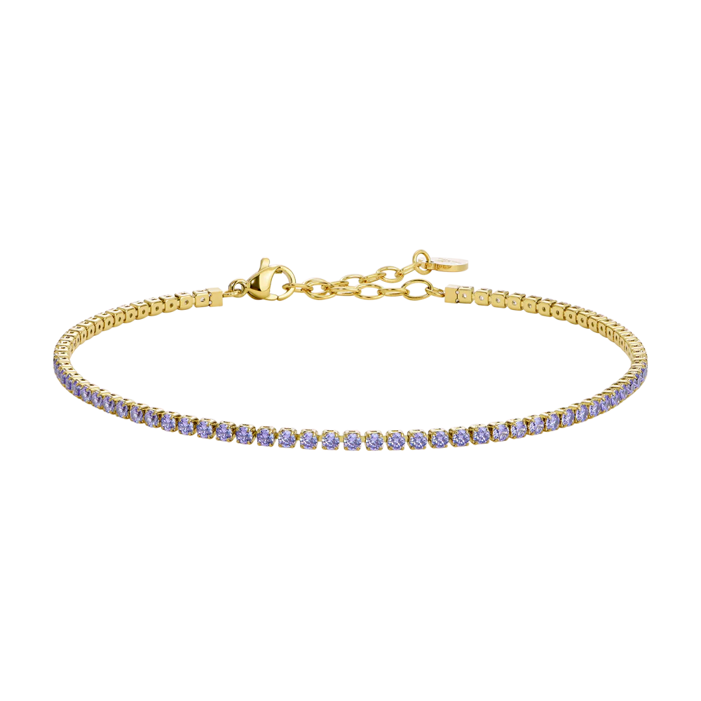 CAVIGLIERA DONNA IN ACCIAIO IP GOLD CON ZIRCONI VIOLA