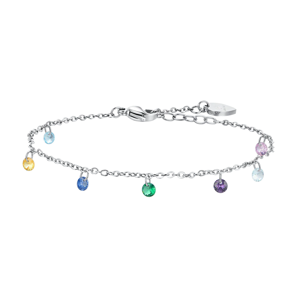 CAVIGLIERA DONNA IN ACCIAIO ZIRCONI MULTICOLOR