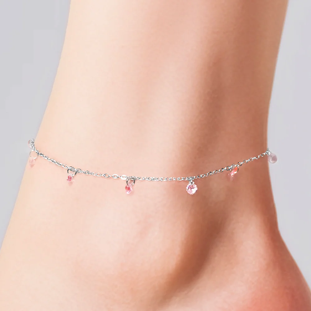 CAVIGLIERA DONNA IN ACCIAIO ZIRCONI ROSA - Image 2
