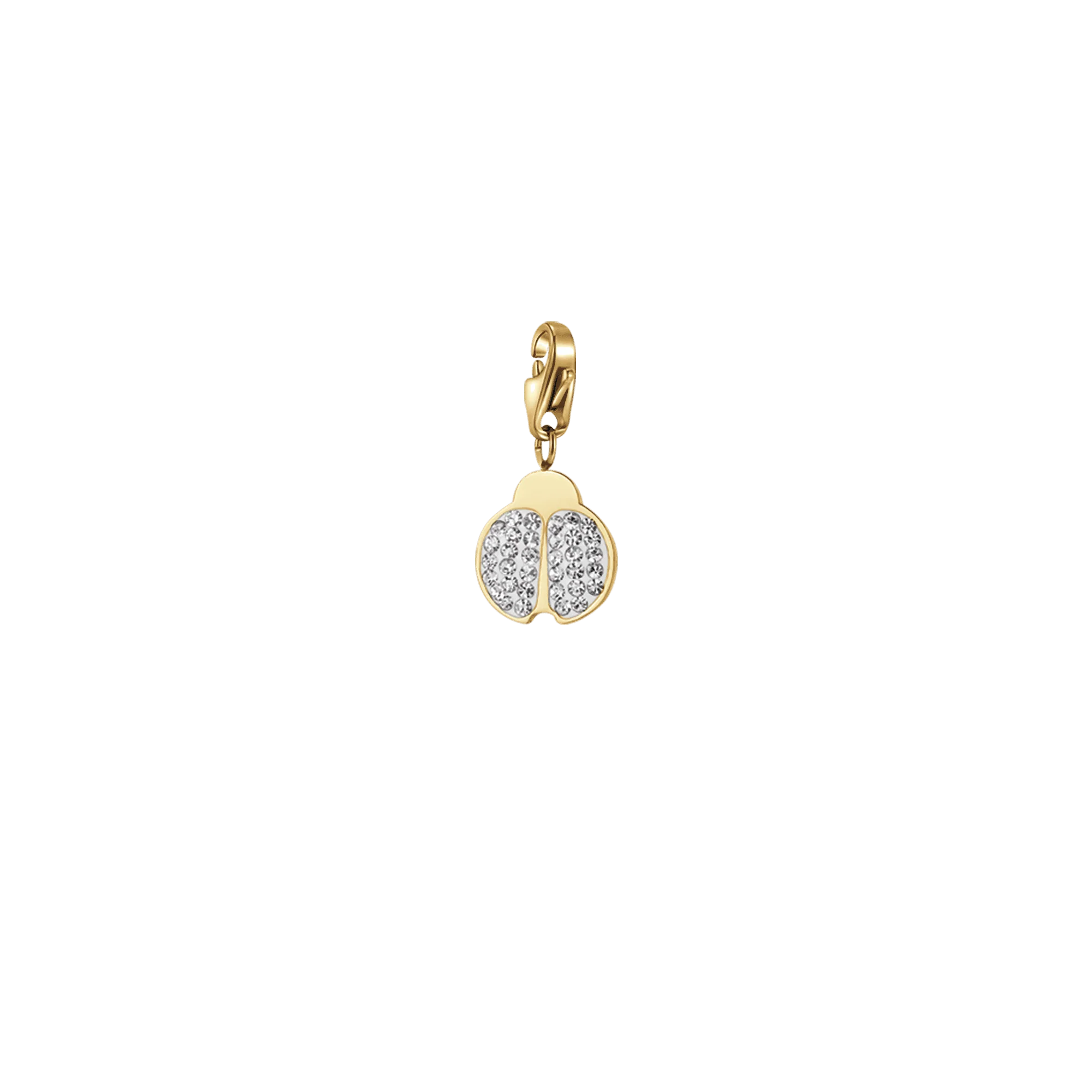 CHARM COCCINELLA IN ACCIAIO IP GOLD CON CRISTALLI BIANCHI CON MOSCHETTONE - Image 3