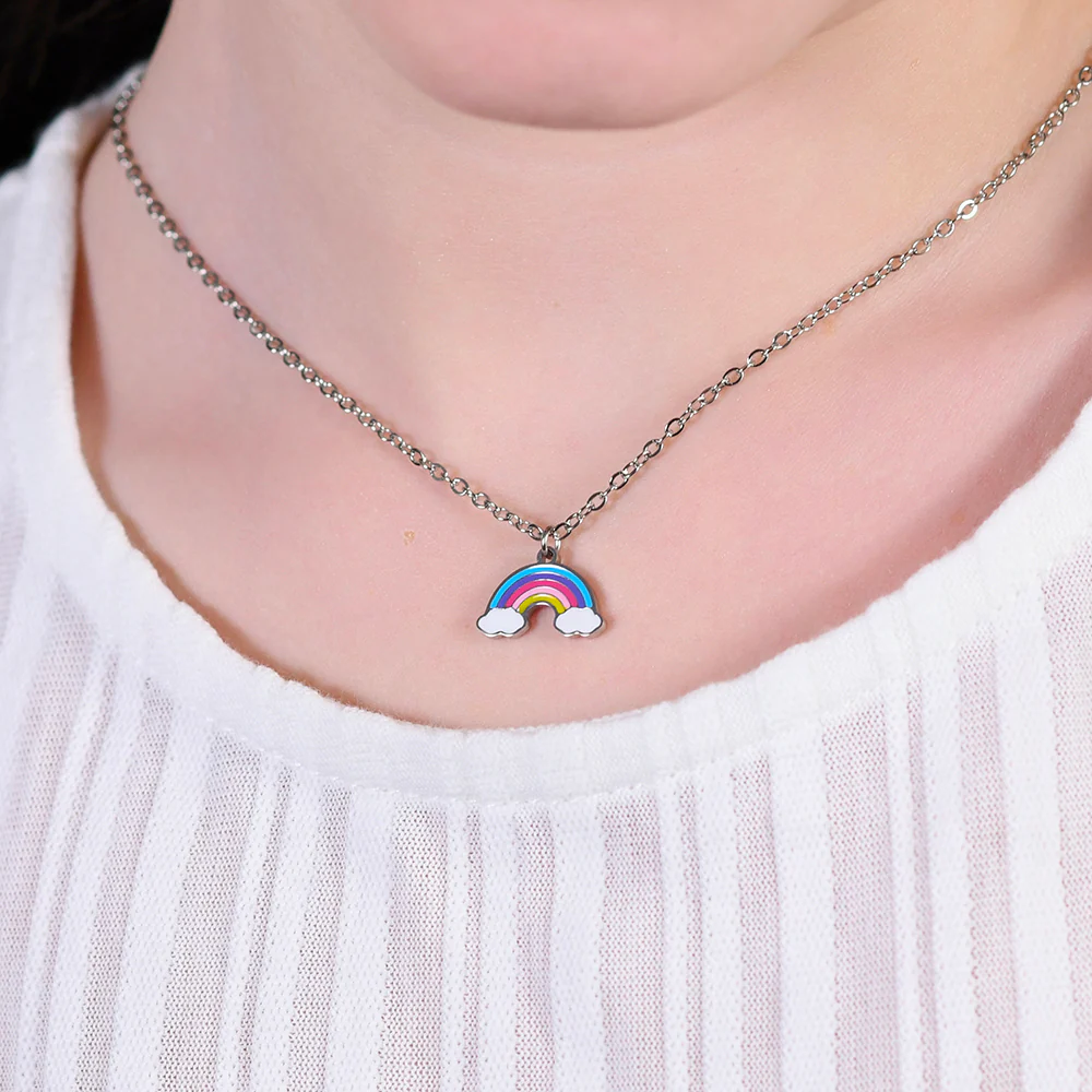 COLLANA BAMBINA IN ACCIAIO CON ARCOBALENO - Image 2